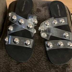 Marc Fisher Black Sandals with Silver Studs